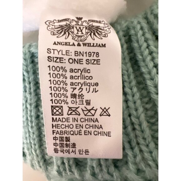 Angela & William Mint Green Cable Knit Beanie - Picture 4 of 4
